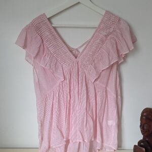Lucky Brand Pink Ruffled Blouse